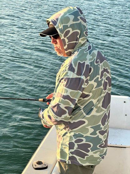The Cool Green Camo Hoodie wear by model